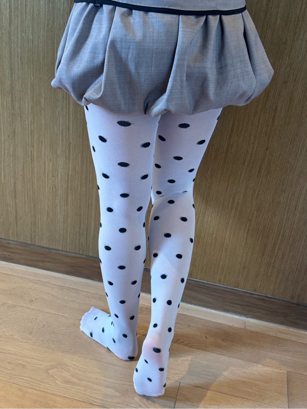 White Polka Dot Sheer Over-the-Knee Tights - Picture 3 of 9